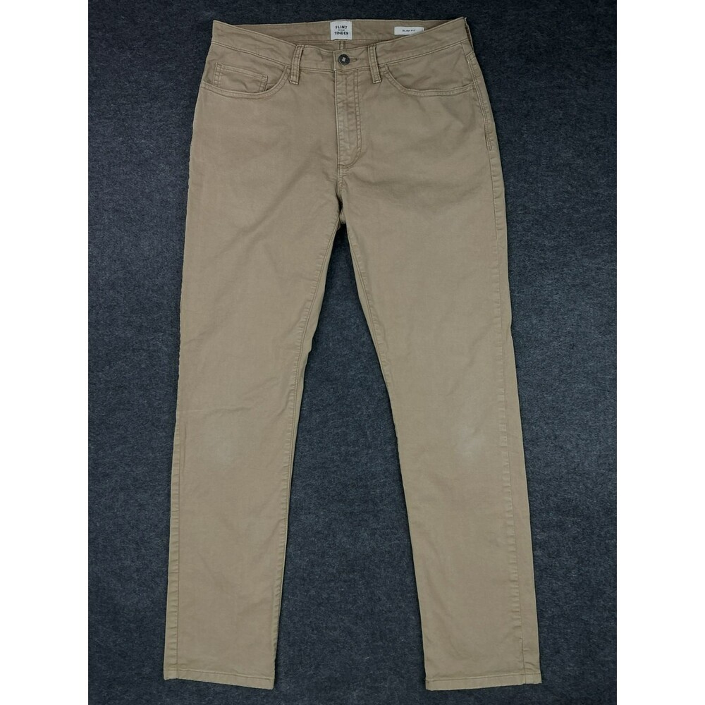 Flint And Tinder Pants Men's 32x32 Tan 365 5-Pocket Jeans Stretch Slim Fit Khaki